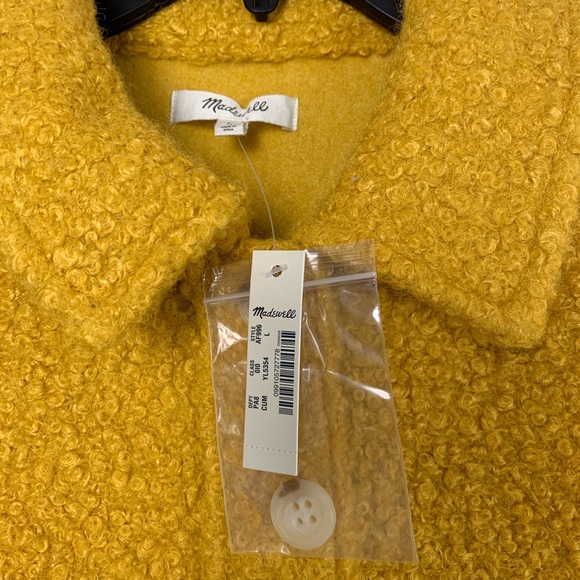Madewell Bouclé Bomber Jacket - Yellow, Size Large - Picture 7 of 8